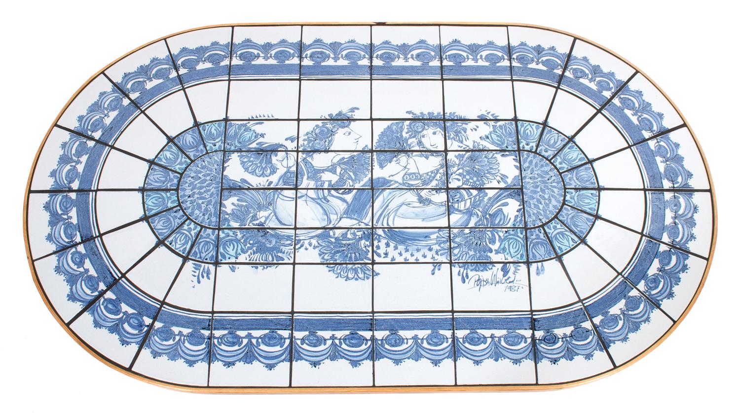 Bjorn Wiinblad (Danish, 1918-2006), 1987, a tile top low table