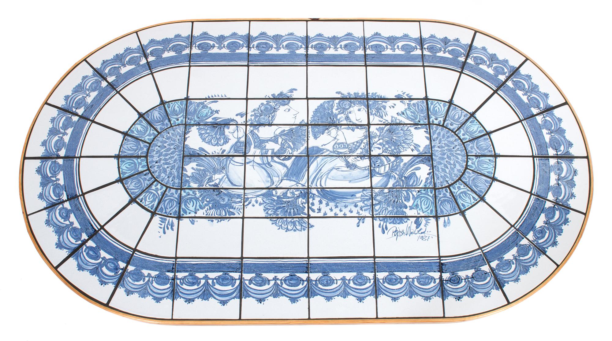 Bjorn Wiinblad (Danish, 1918-2006), 1987, a tile top low table