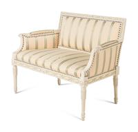 A Pair of Gustavian Style White-Painted Settees