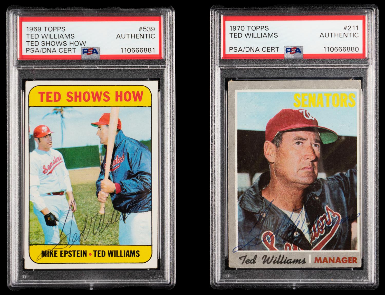 A Group of Ted Williams Signed Autograph Topps Baseball Cards