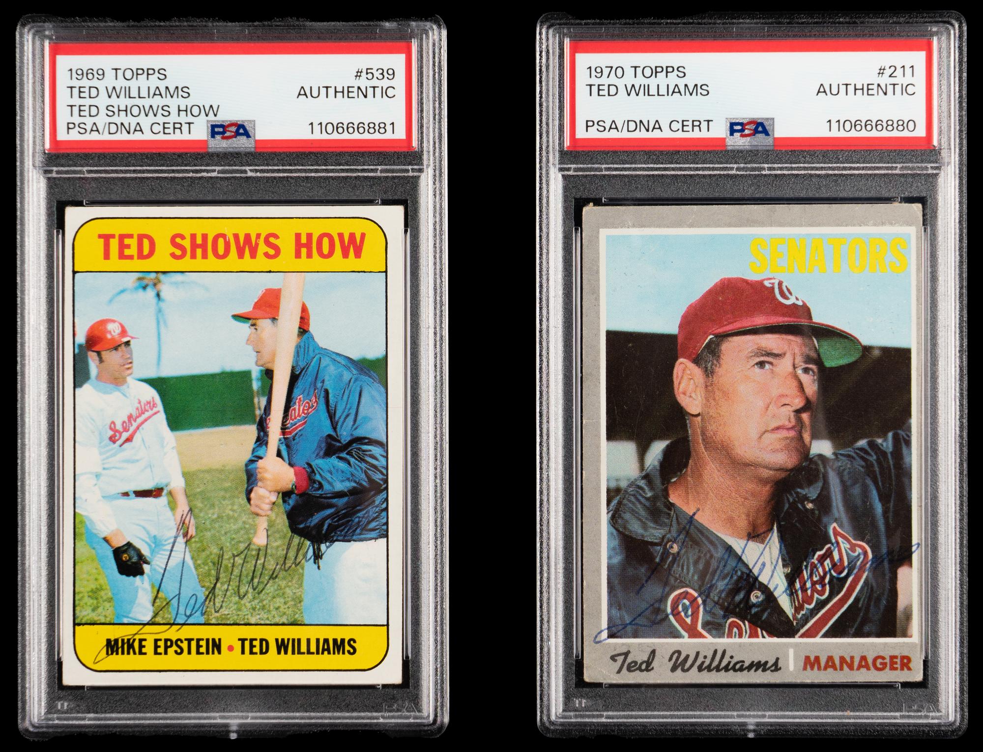 A Group of Ted Williams Signed Autograph Topps Baseball Cards