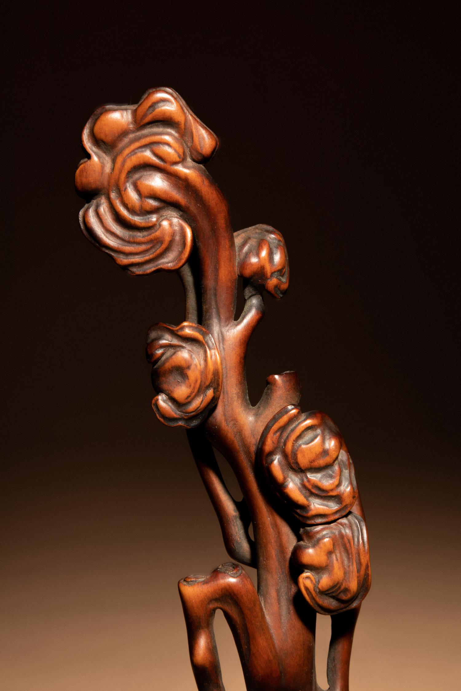 A Chinese Boxwood 'Lingzhi' Ruyi Scepter