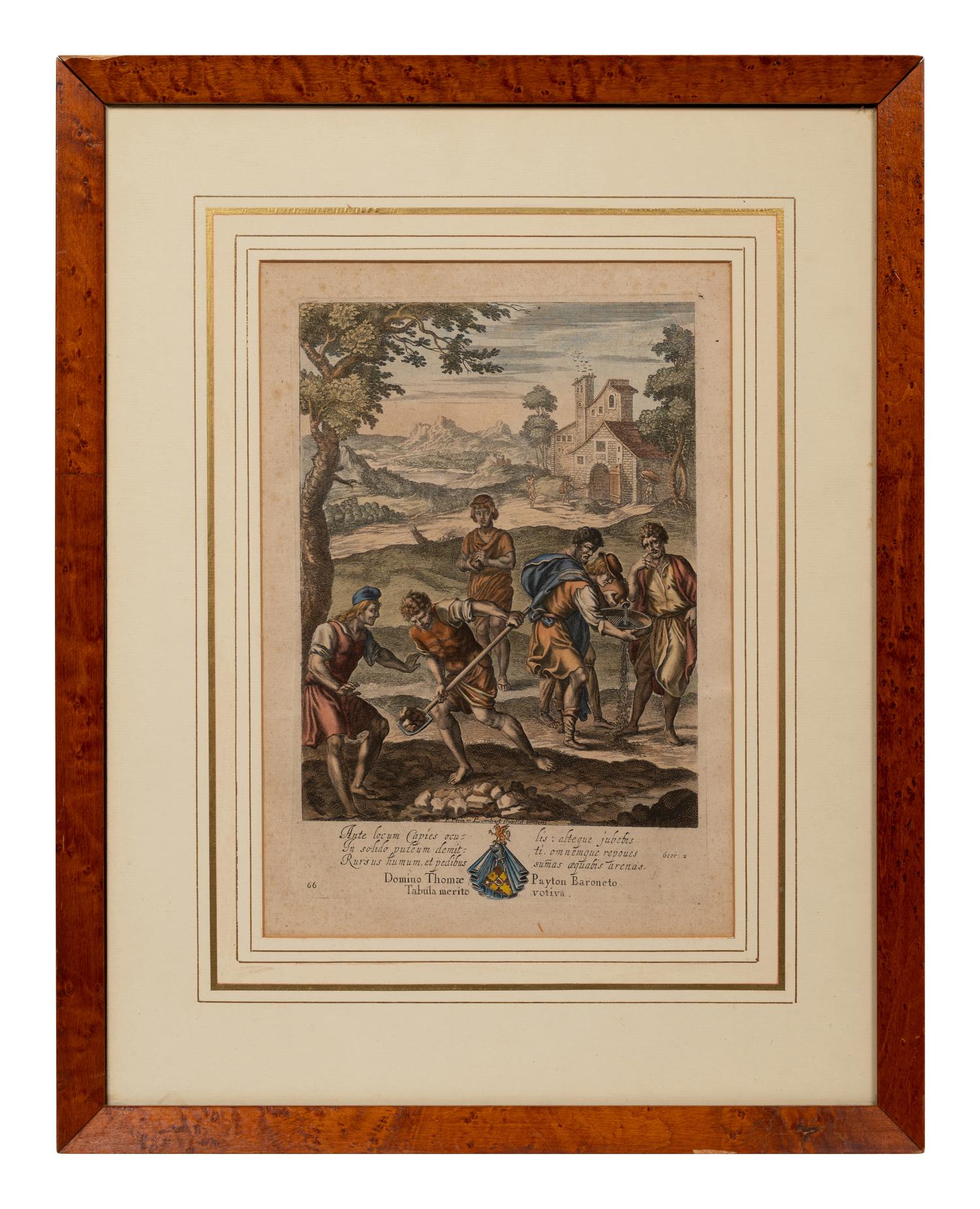 Two Pairs of Hand Colored Engravings (17th/18th Century)
