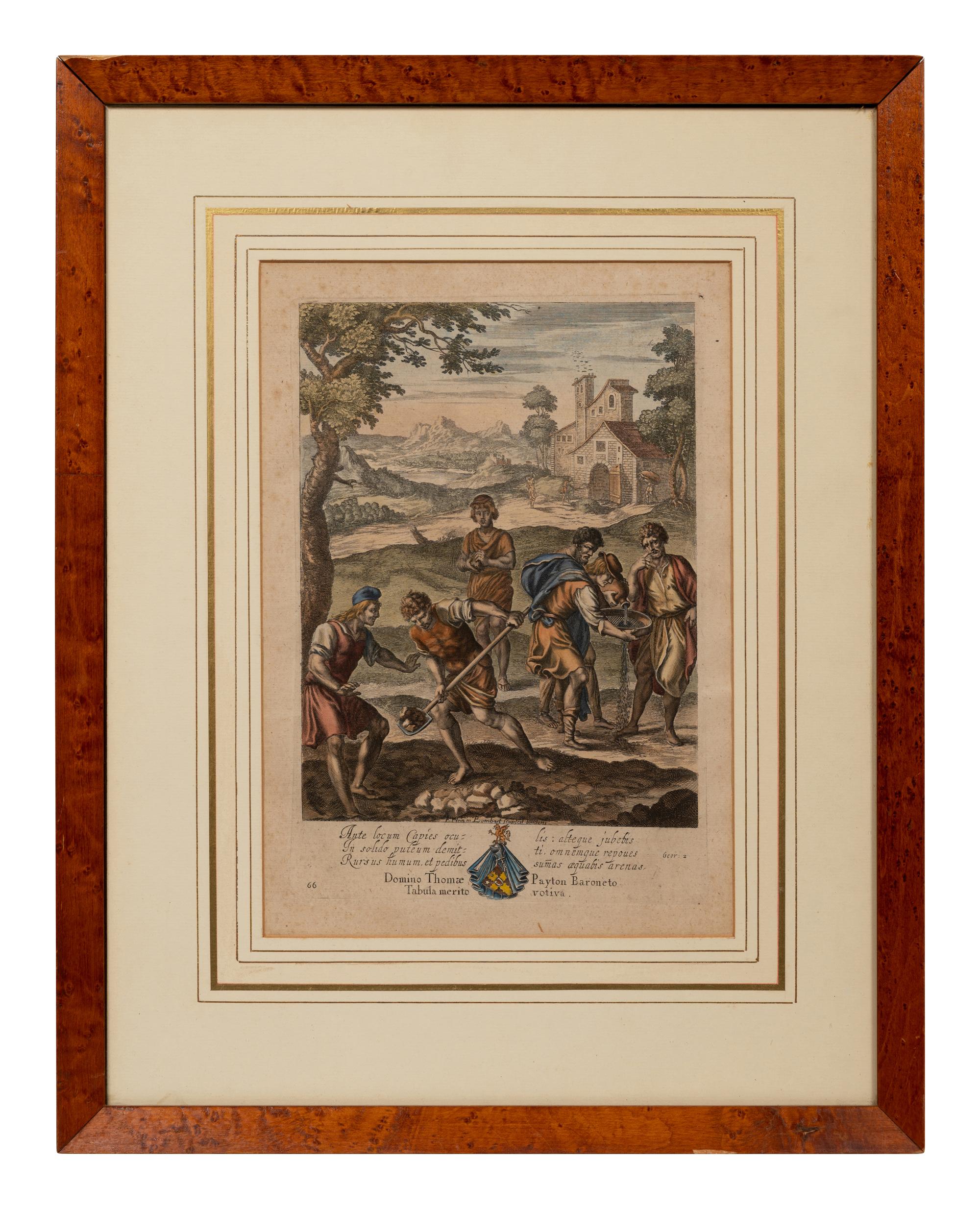 Two Pairs of Hand Colored Engravings (17th/18th Century)
