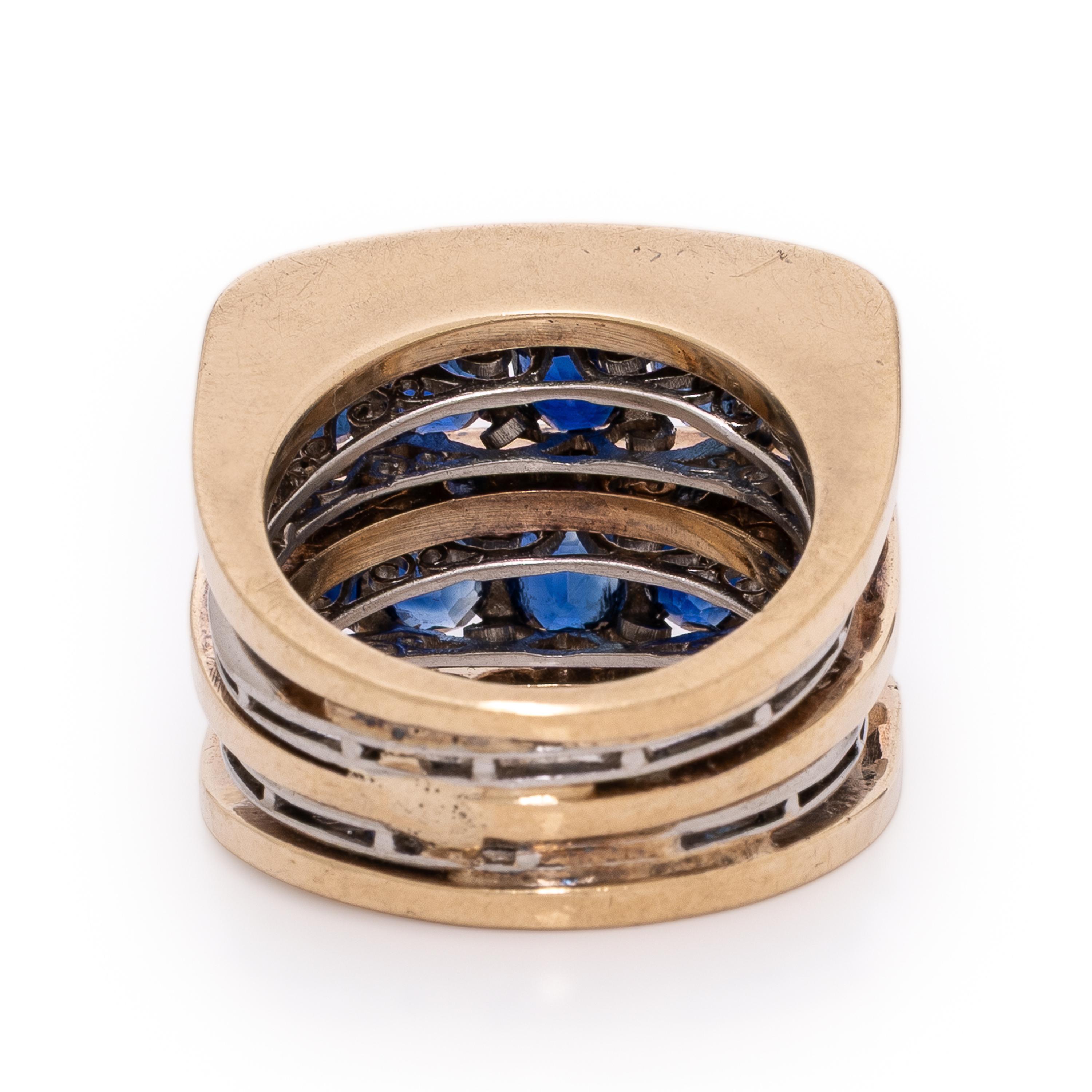 Bicolor Gold and Sapphire Ring