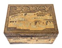A Chinese Export Lacquered Tea Caddy Height 5 1/8 x width 10 1/4 x depth 7 1/2 inches. — 19TH CENTURY