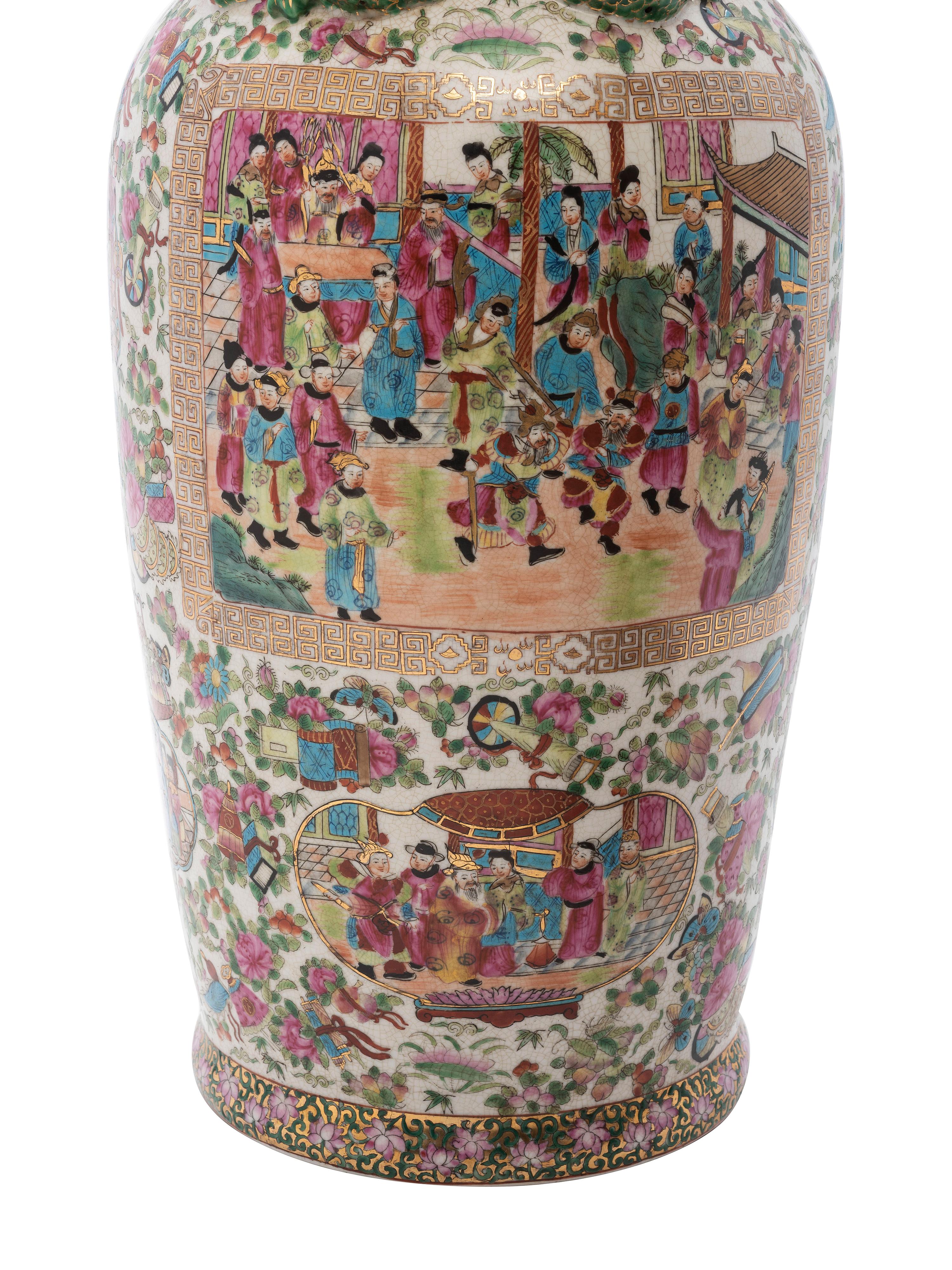A Pair of Chinese Export Famille Rose Porcelain Vases