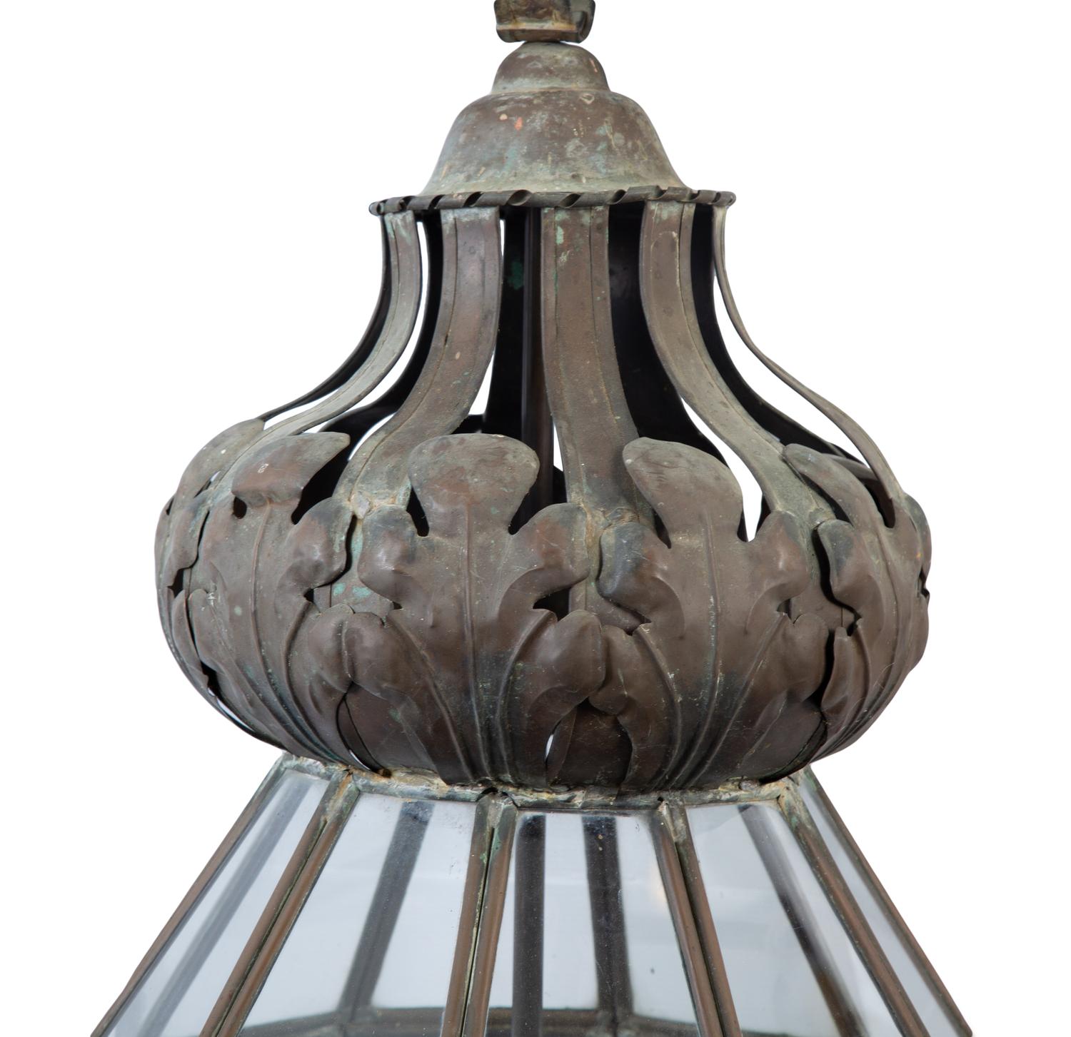 A Continental Tole and Glass Lantern in the Orientalist Taste — Early 20th Century