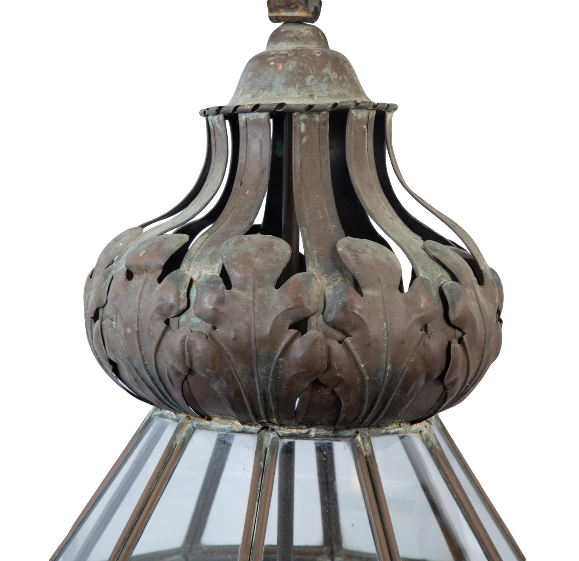 A Continental Tole and Glass Lantern in the Orientalist Taste — Early 20th Century