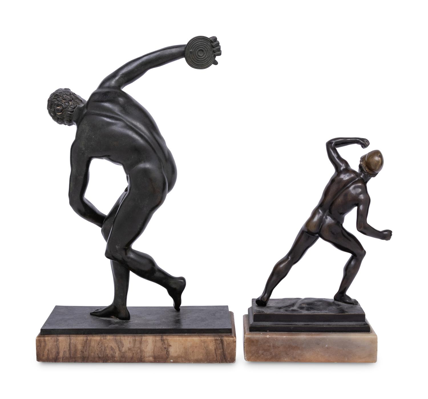 Two Bronze Figures Depicting a Discus Thrower and an Athlete