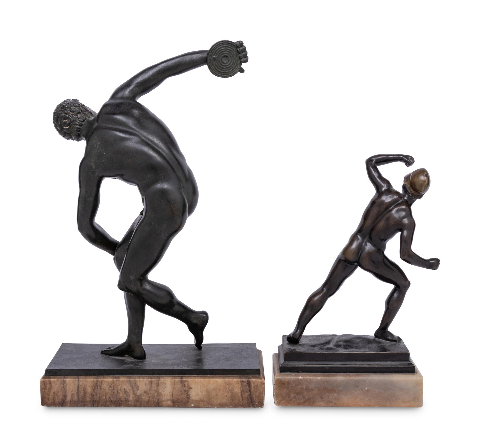Two Bronze Figures Depicting a Discus Thrower and an Athlete