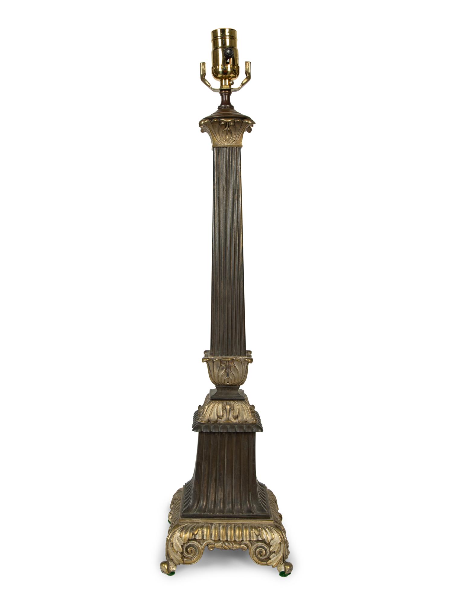 A French Gilt and Patinated Bronze Table Lamp