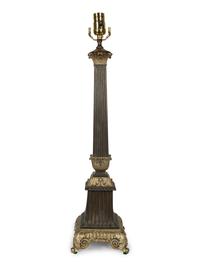 A French Gilt and Patinated Bronze Table Lamp