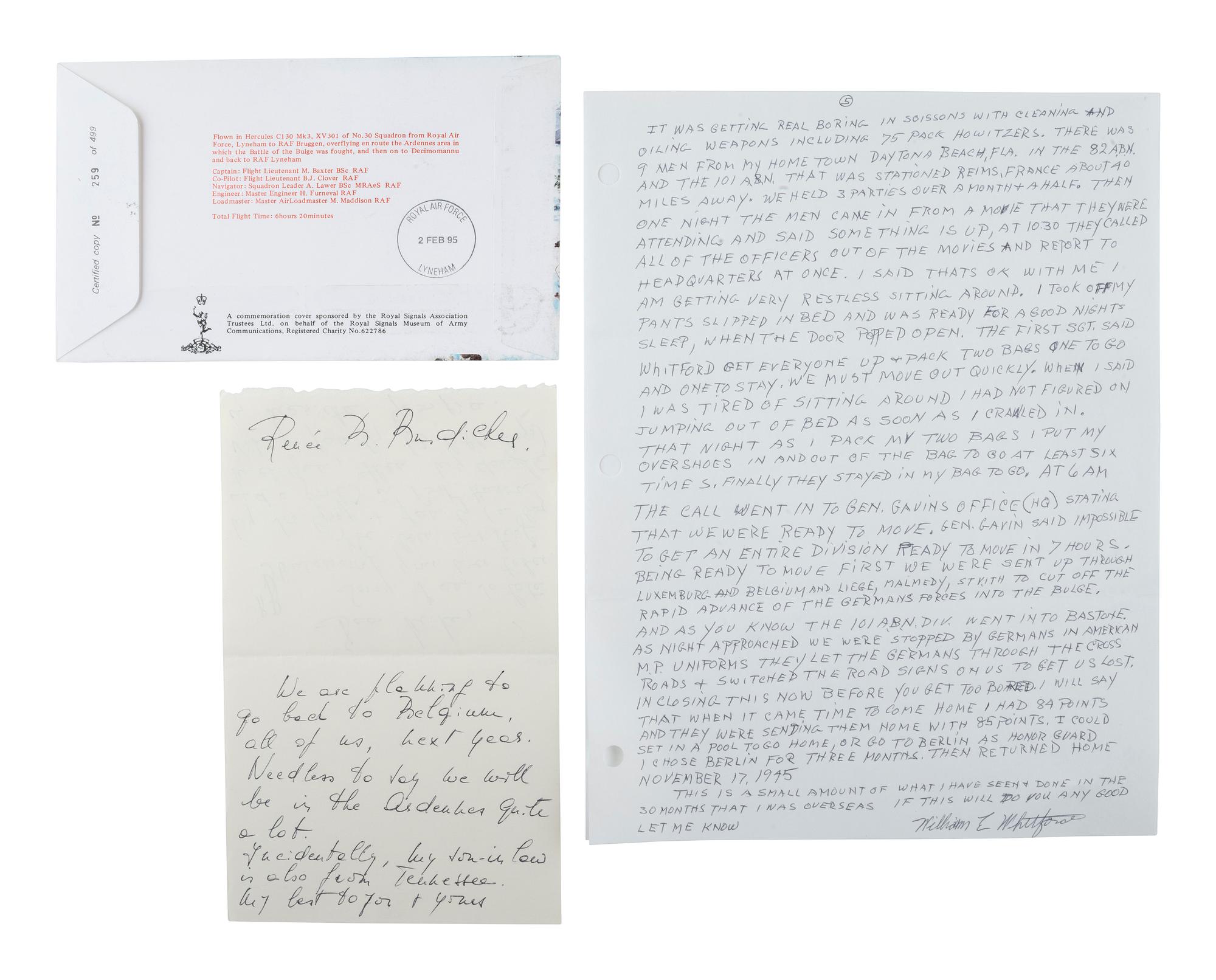 [WWII]. Signatures from veterans of the Battle of the Bulge and Battle of Remagen Bridge.