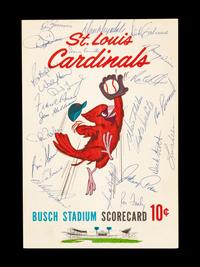 A 1963 Los Angeles Dodgers Signed Autograph St. Louis Cardinals Program Scorecard Featuring Sandy Koufax and Additional Hall of Famers (Beckett Authentication Services)