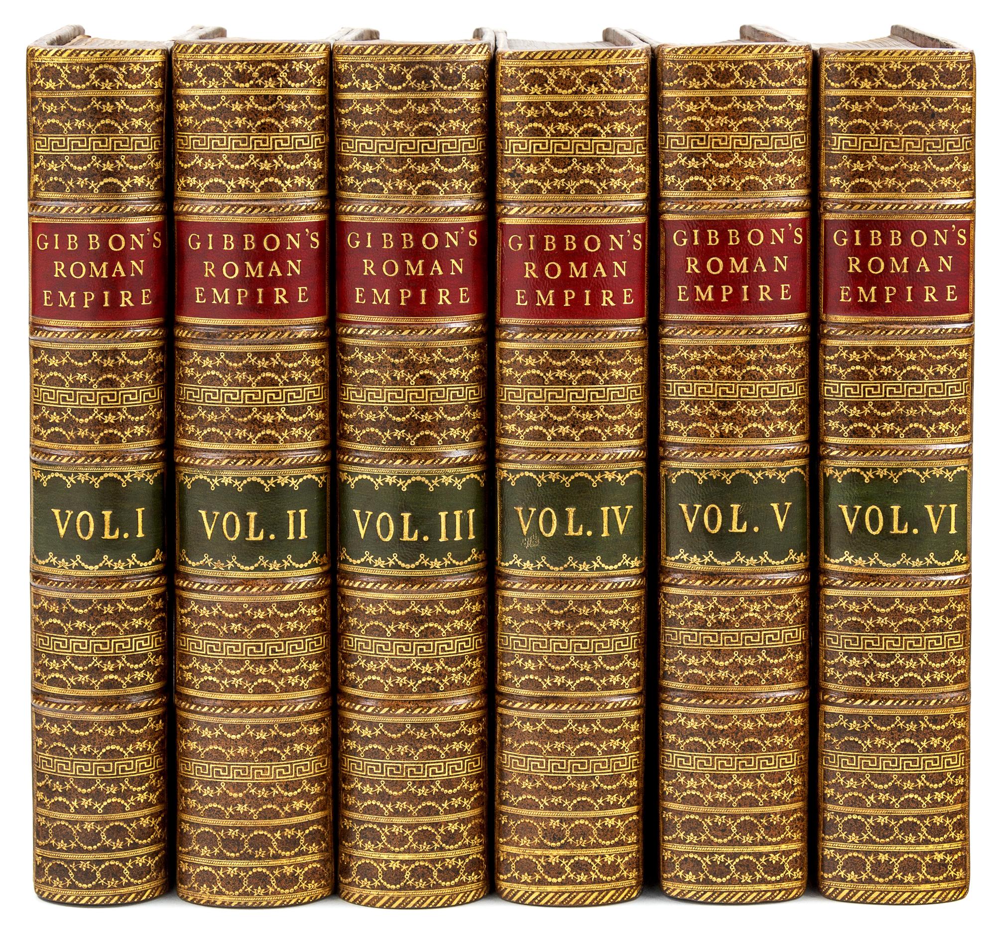 GIBBON, Edward (1737-1794). History of the Decline and Fall of the Roman Empire, Volume the First [ -Sixth ]. London: W. Strahan & T. Cadell, 1776-1788.