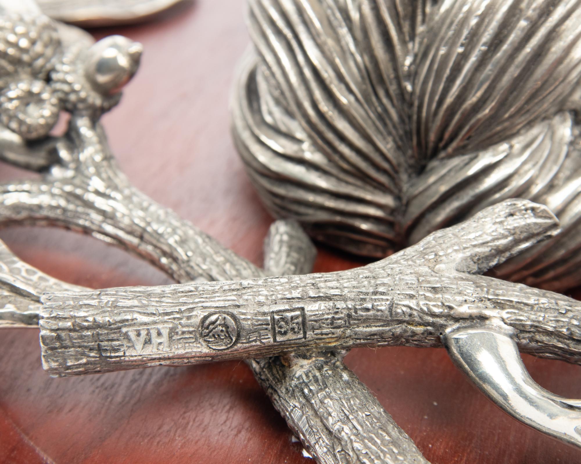 A Pair of Silvered Metal Hunting Trophies