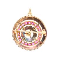 ANTIQUE, DIAMOND, RUBY AND CULTURED PEARL BROOCH/PENDANT