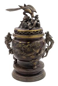 A Japanese Bronze Censer Height overall 24 1/4 inches. — LATE 19TH/EARLY 20TH CENTURY