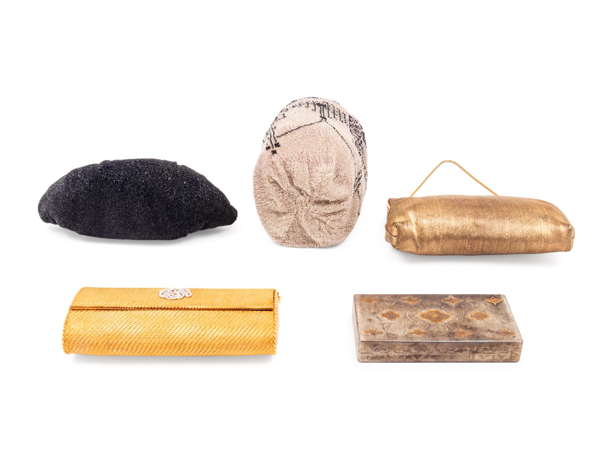 Five Vintage Hand Bags, Mid 20th Century