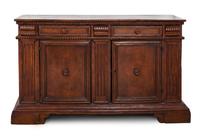 An Italian Walnut Server Height 40 1/2 x width 66 1/2 x depth 21 1/2 inches.