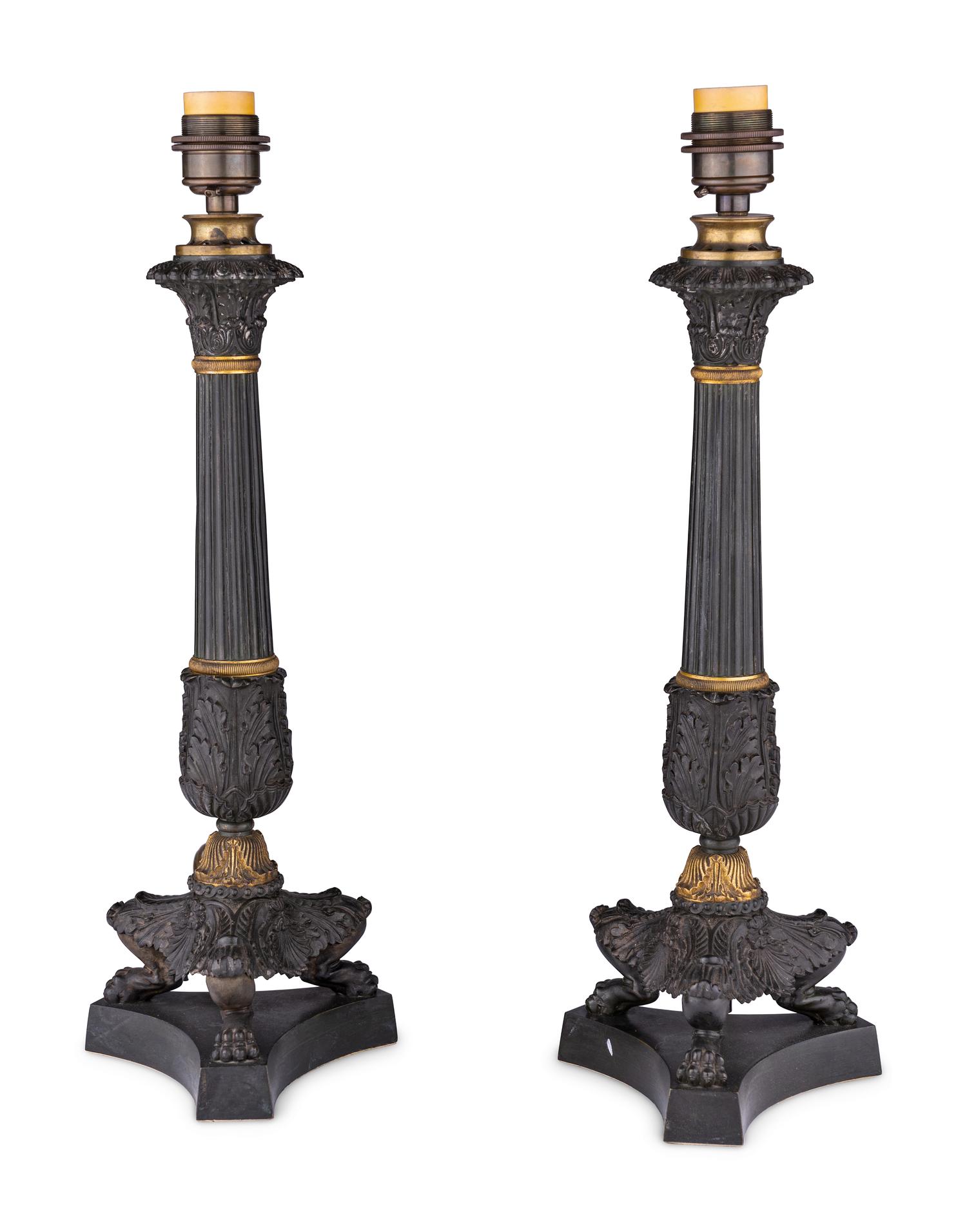 A Pair of Charles X Bronze Candelabra Bases