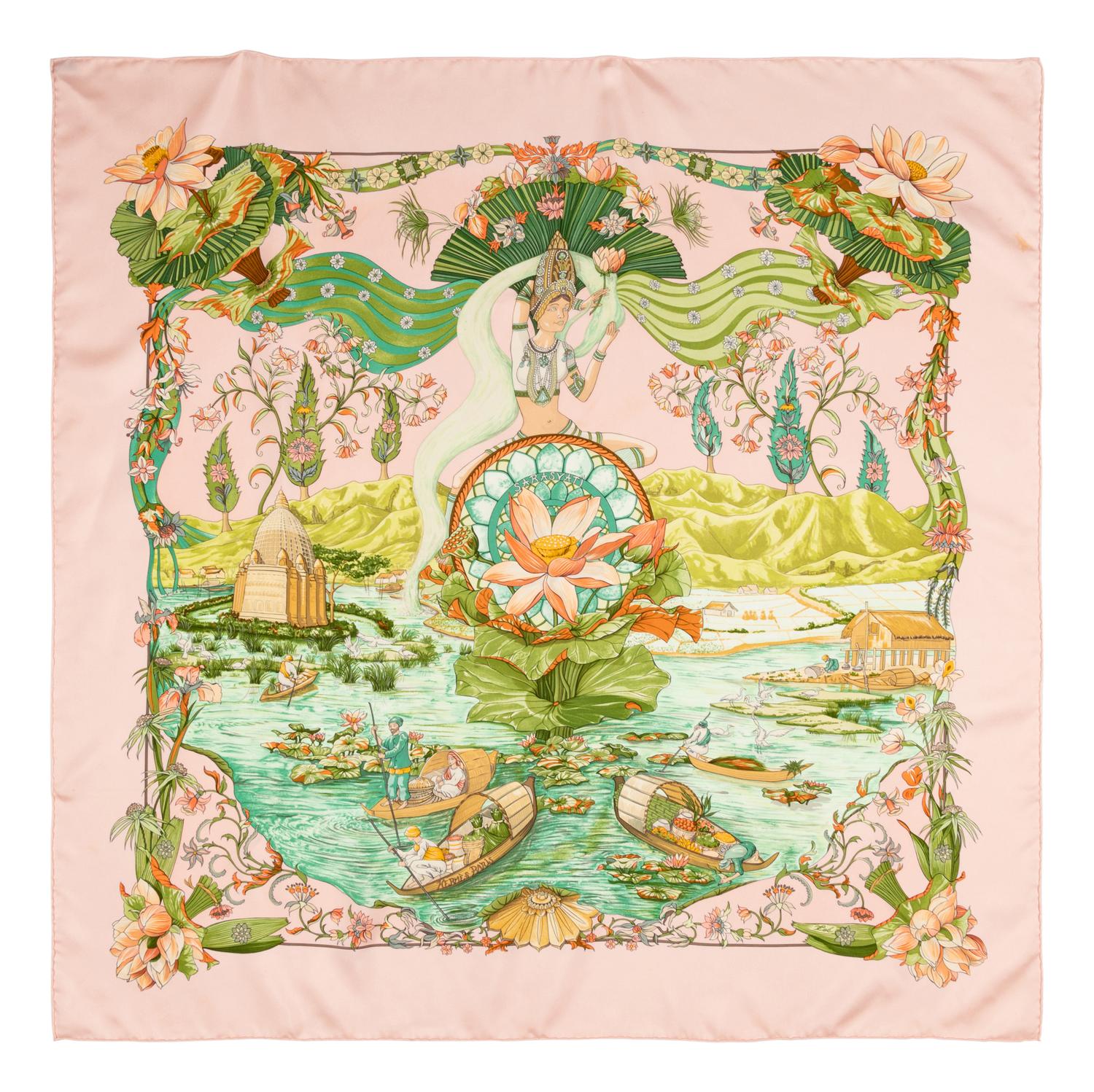 Seven Designer Silk Scarves by YSL and Hermès