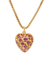 REVERSIBLE YELLOW GOLD, RUBY AND SAPPHIRE HEART PENDANT/NECKLACE