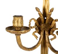 A Pair of Louis XVI Style Gilt Bronze Two-Light Sconces