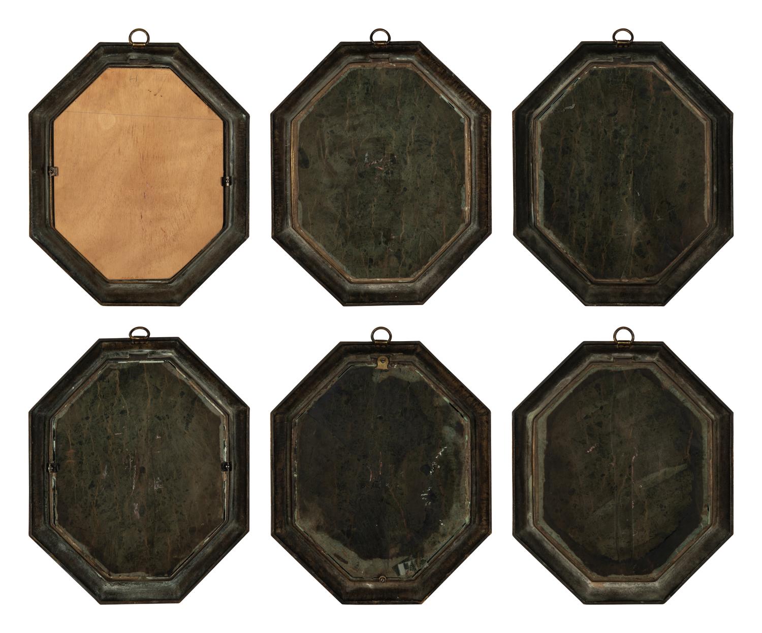 A Set of Six Continental Marble and Faux Porphyry Profile Medallions of Roman Emperors
