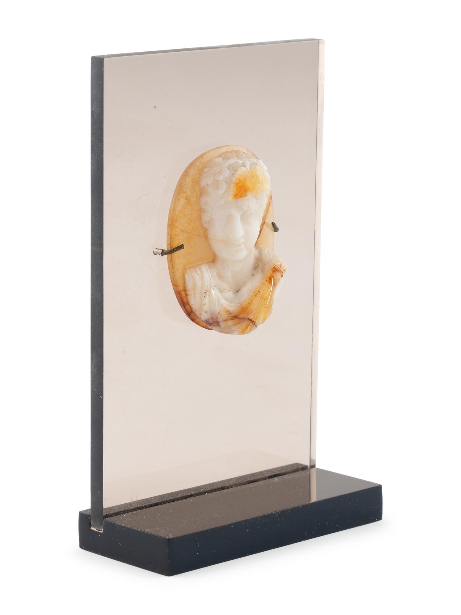 A Variegated Agate Relief of an Emperor