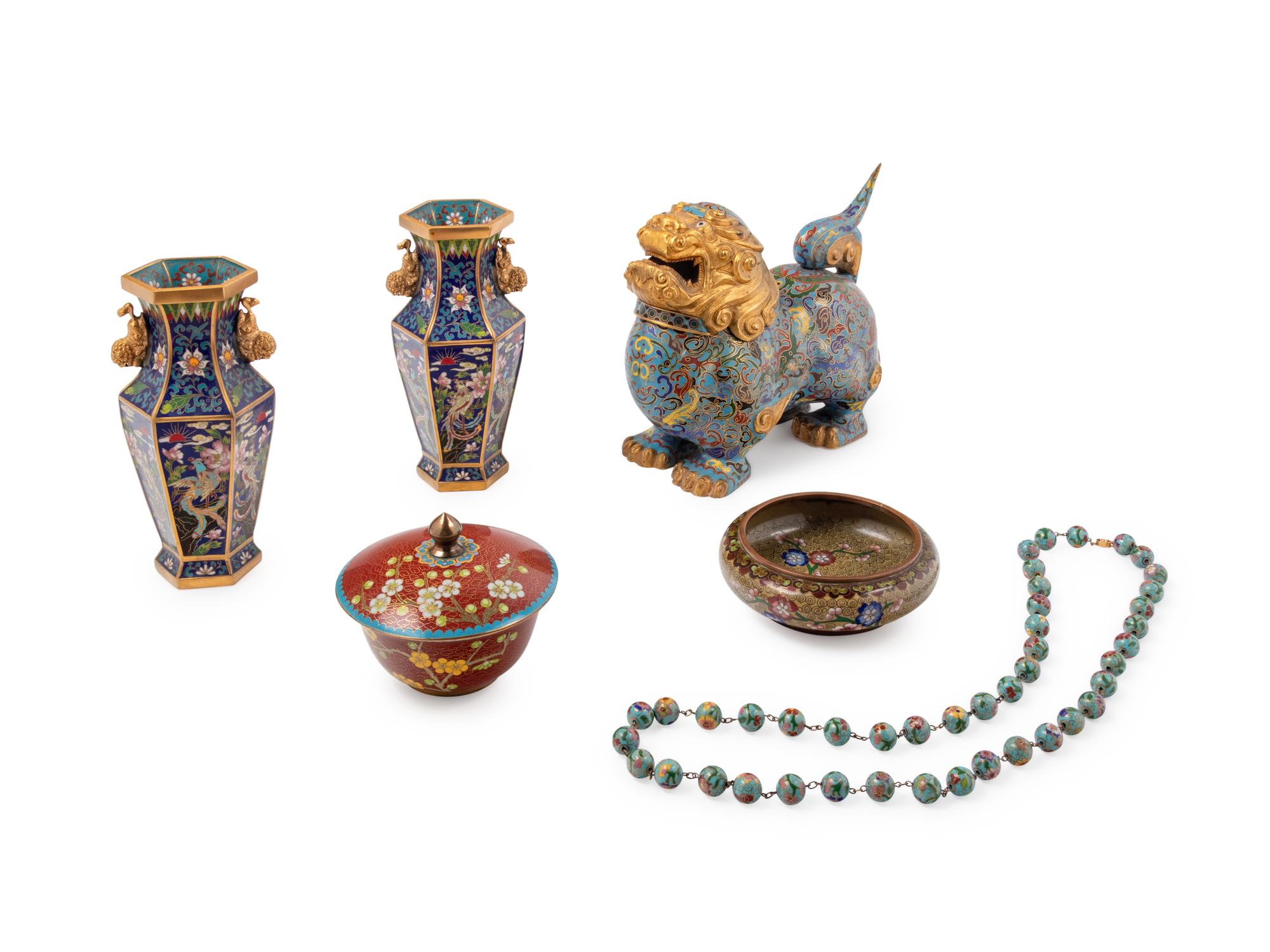 Six Chinese Cloissoné Enamele Articles