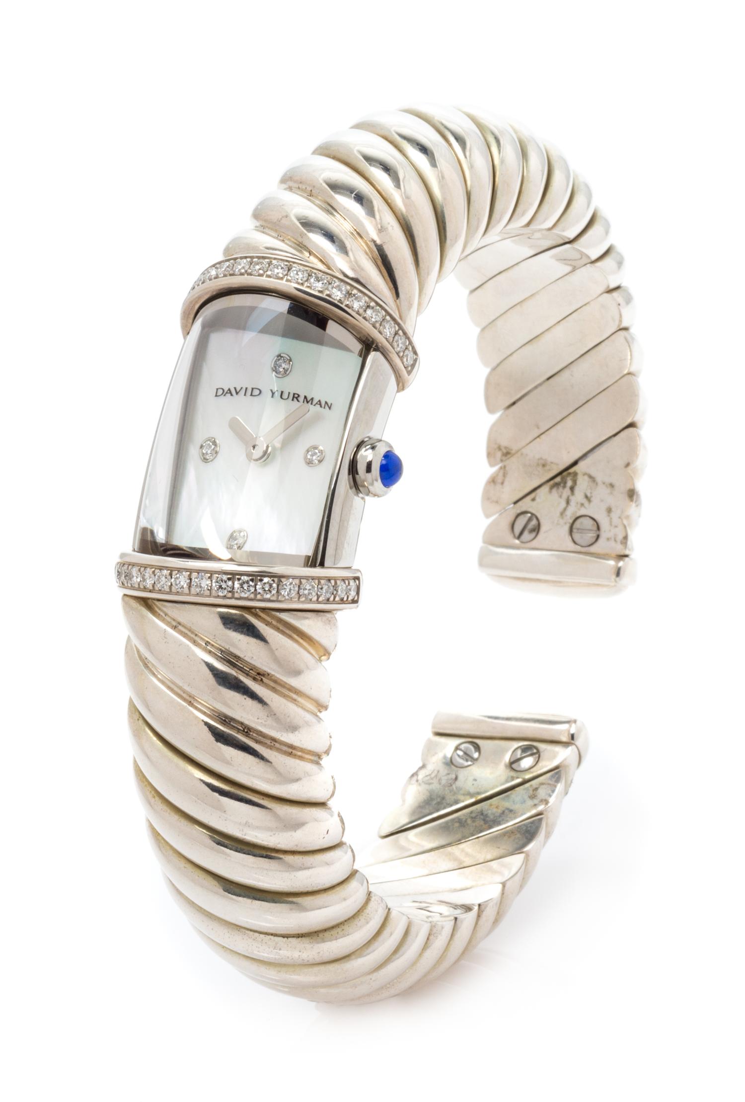 DAVID YURMAN, STERLING SILVER 'WAVERLY' WRISTWATCH
