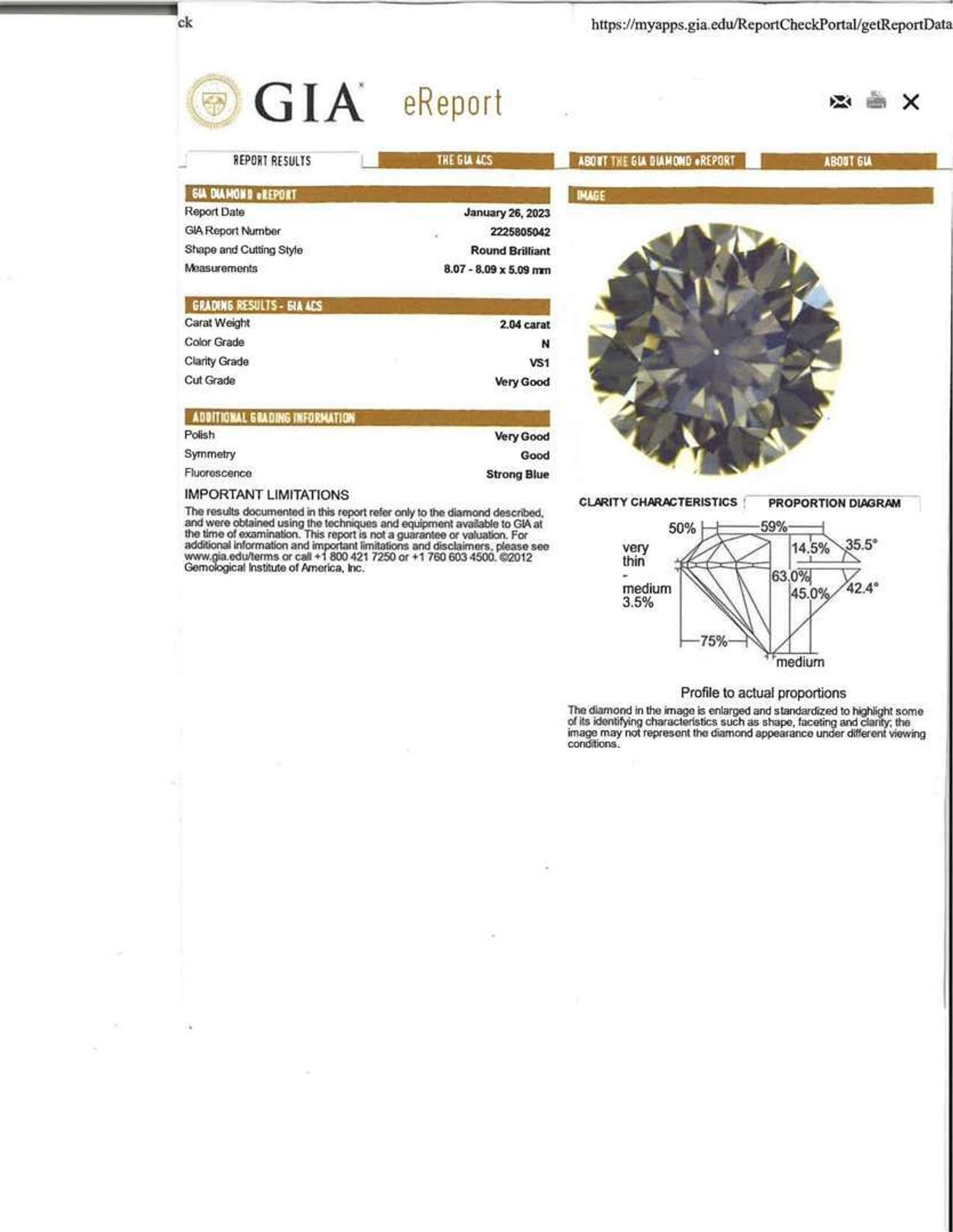A 14K White Gold Solitaire Diamond Ring 2.04 GIA Certified