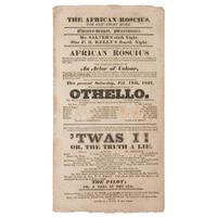 African American Shakespearean Actor Ira Aldridge, " The African Roscius ," Broadside for 1827 Performance of Othello