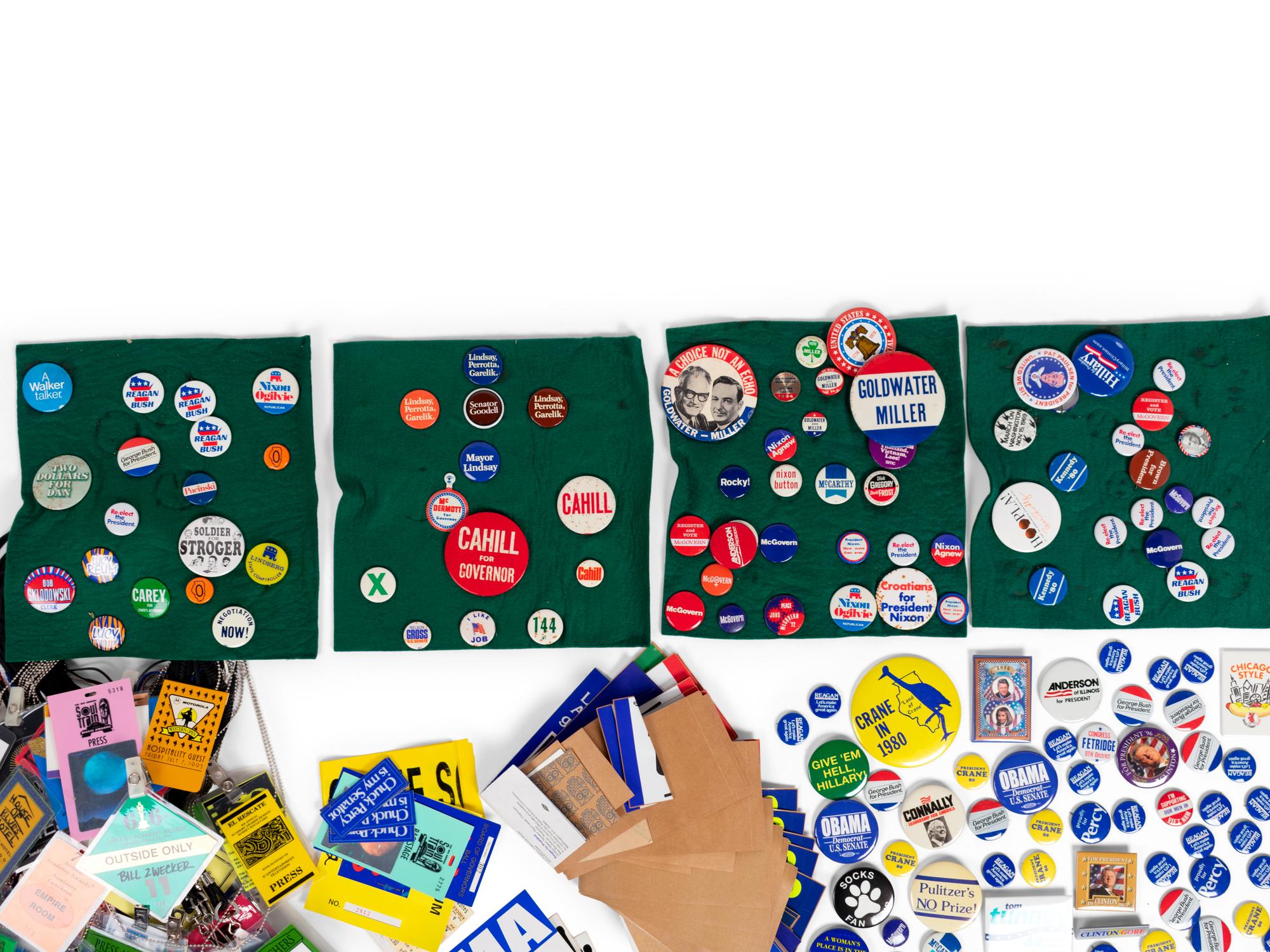 (Politics Memorabilia) Assorted political campaign materials, comprising: