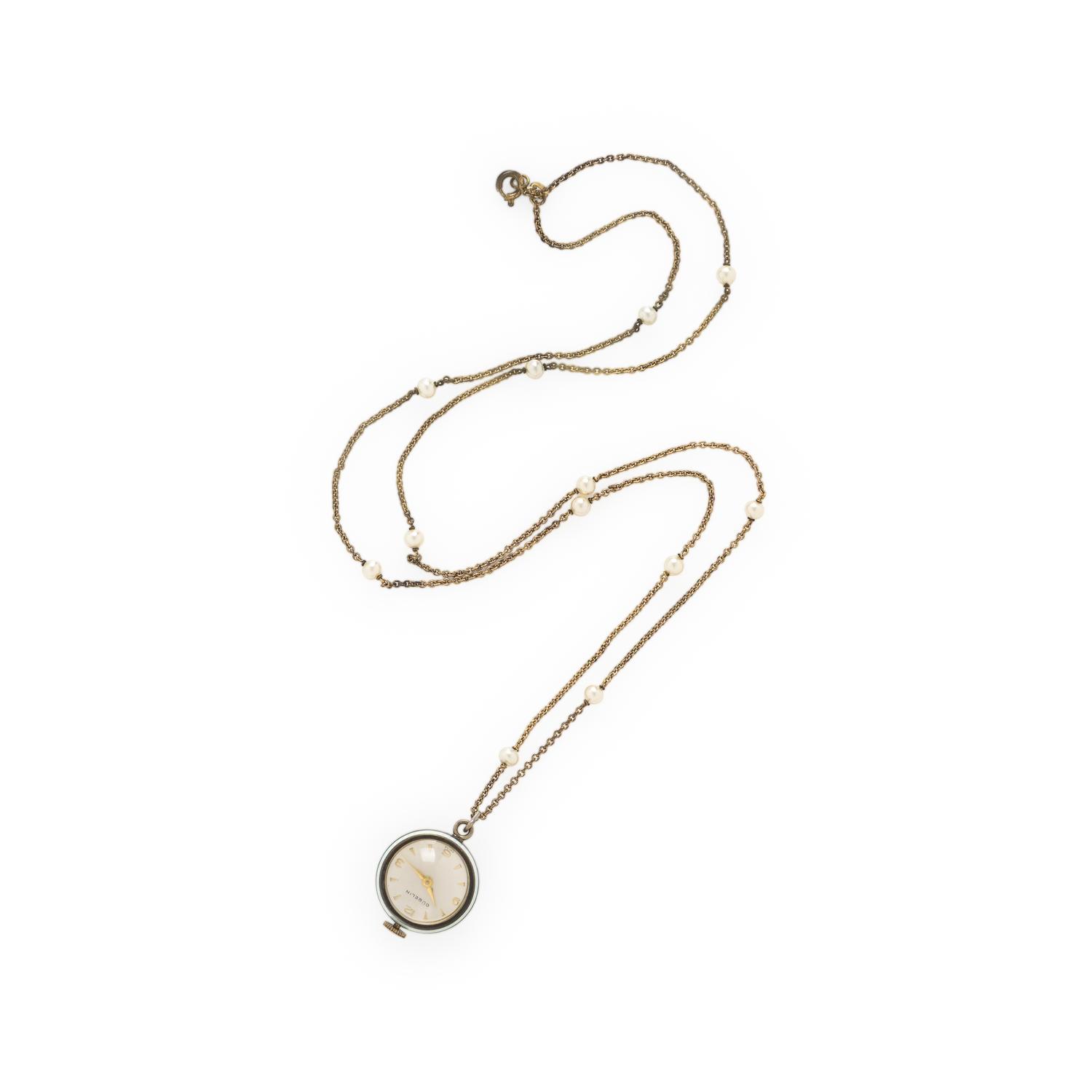 Gübelin, Enamel Pendant Ball Watch with Chain