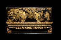 Two Gilt Decorated Black Lacquer Covered Boxes