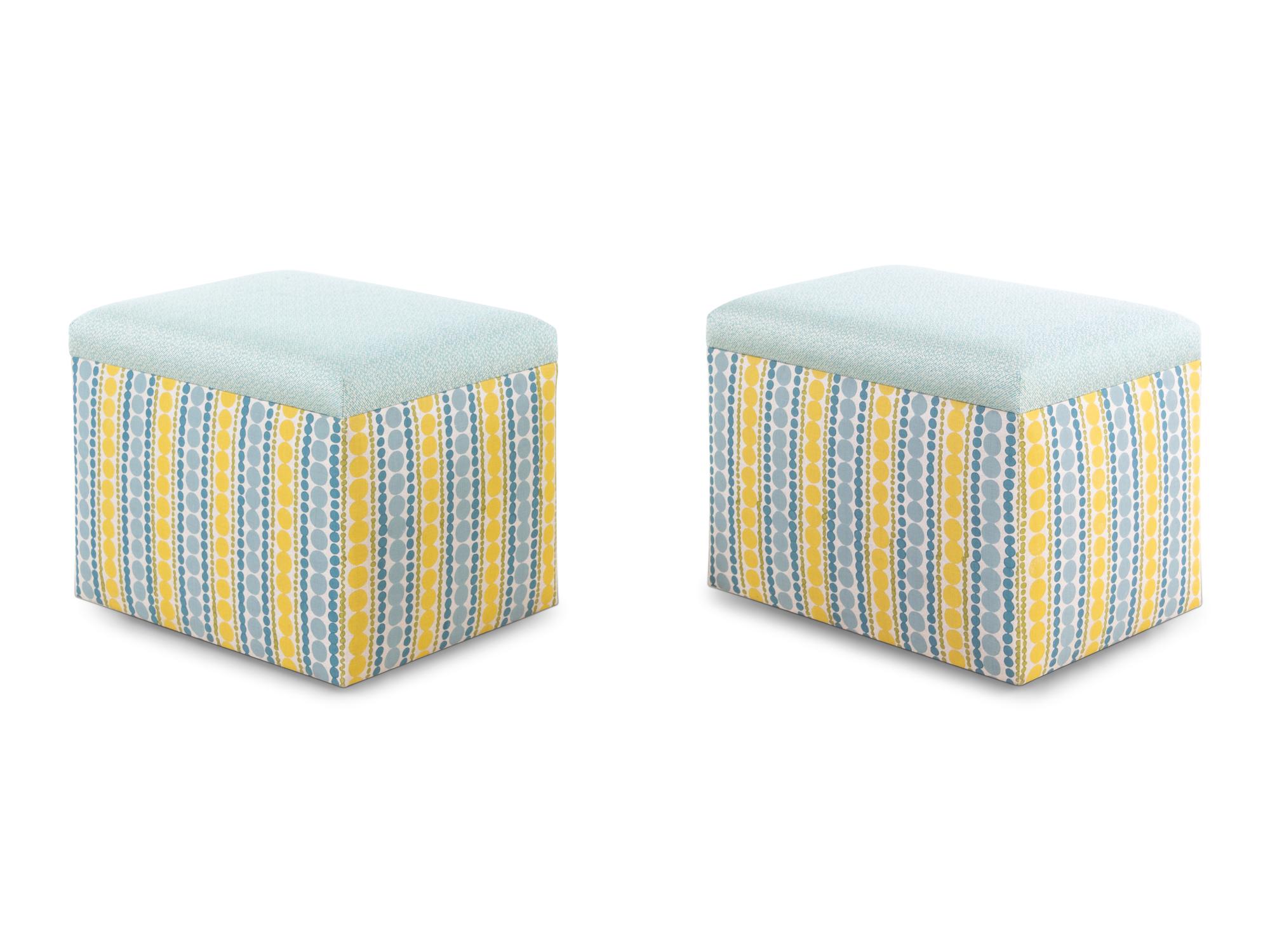 A Pair of Modern Upholstered Stools