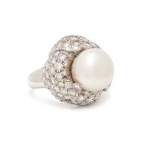 DAVID WEBB, CULTURED PEARL AND DIAMOND RING