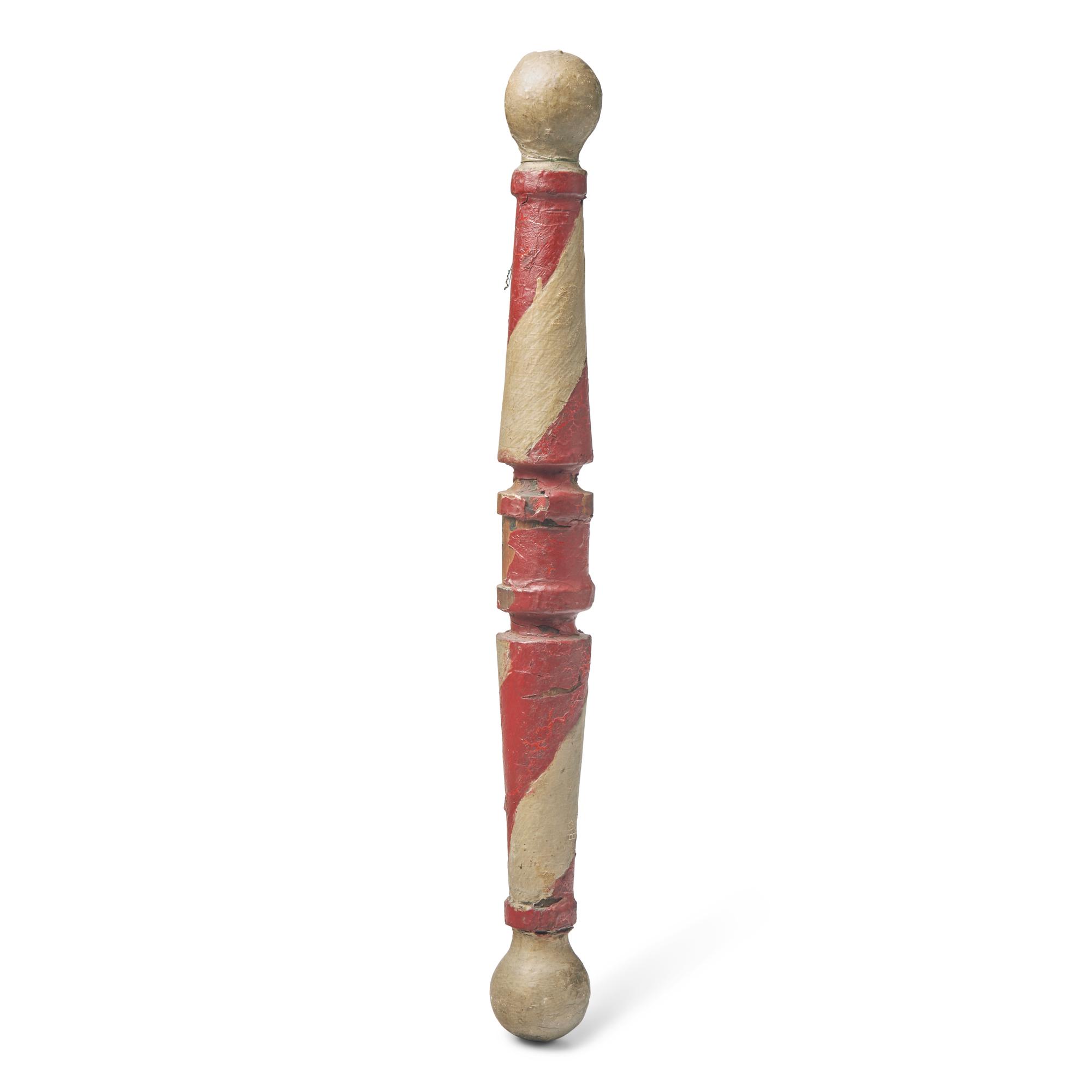 A Painted Wood Barber Pole