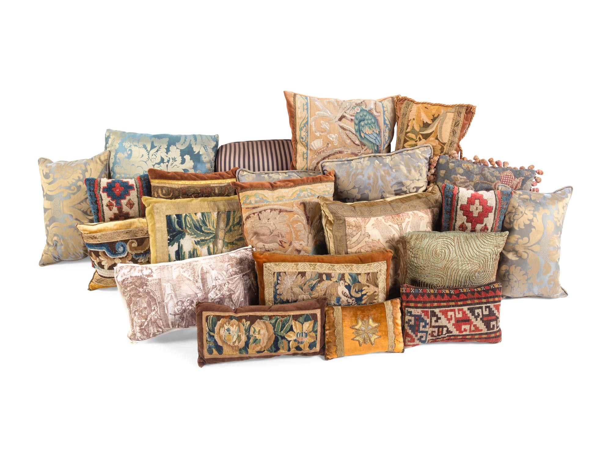 A Collection of Twenty-Five Tapestry, Needlepoint and Other Pillows