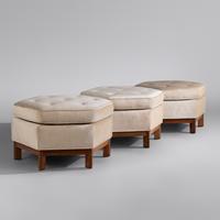Taliesin hexagonal ottomans, three, c. 1955 Heritage Henredon USA