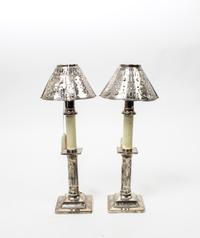 A Pair of American Silver Candlestick Lamps, ,