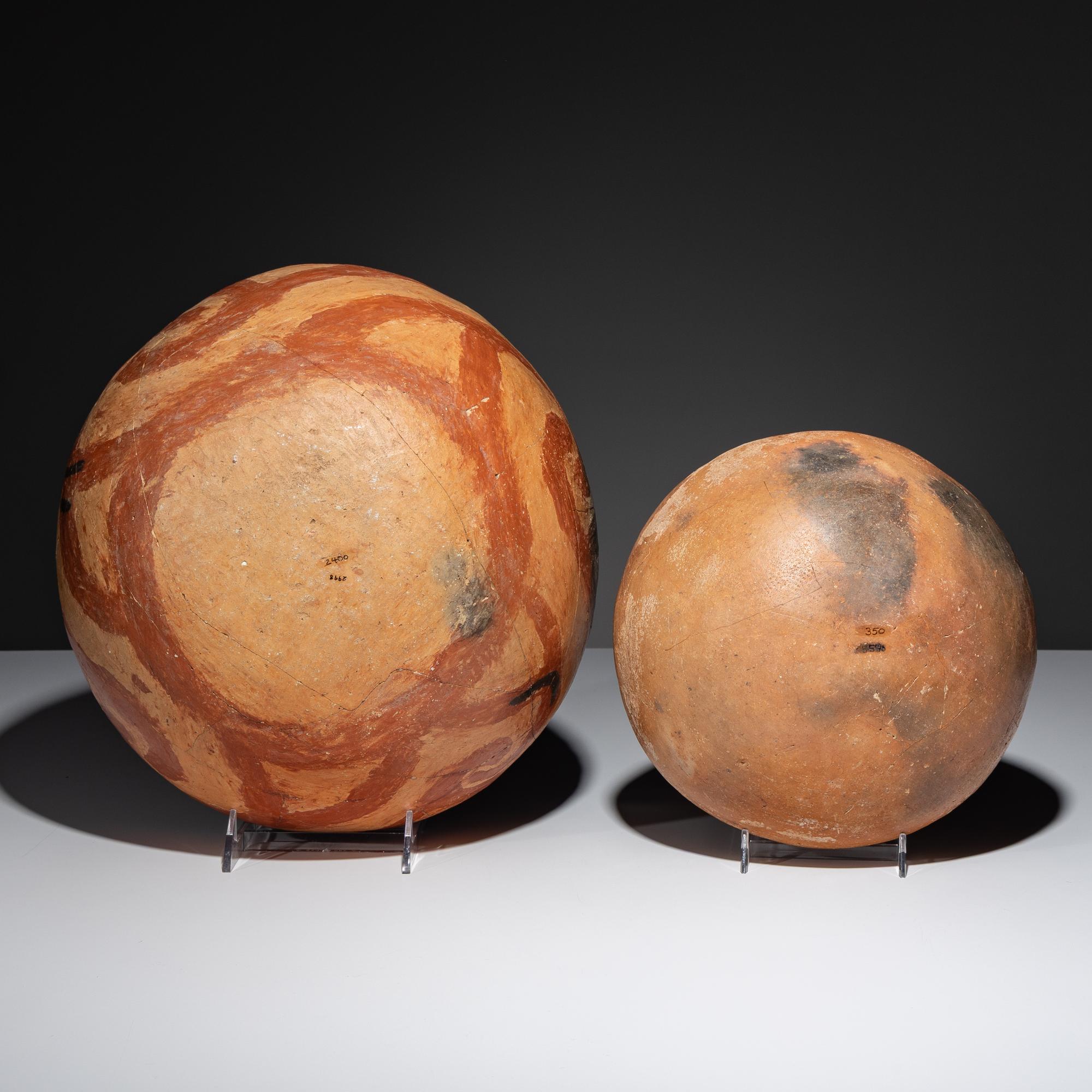Ancestral Pueblo, Homolovi Black-on-Orange Polychrome AND St. Johns Black-on-Red Pottery Bowls