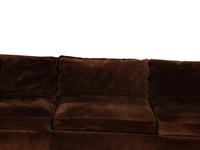 A Chocolate Suede-Upholstered Three-Cushion Sofa