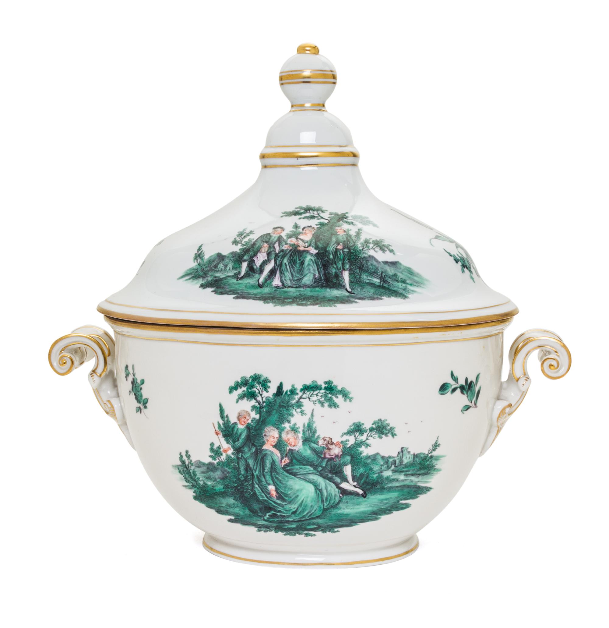A German Porcelain Soup Tureen Width over handles 14 inches.