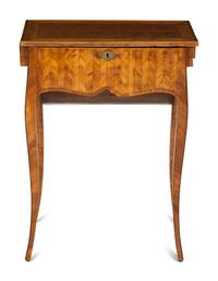 A Louis XV/XVI Transitional Gilt Bronze Mounted Marquetry Library Table