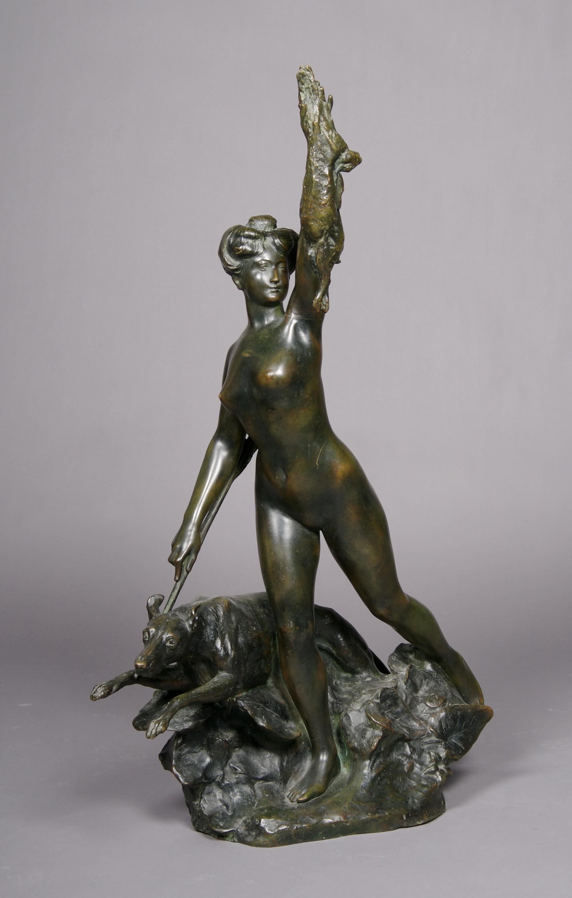 A French Bronze Sculpture, Emile Laporte, Height 41 inches.