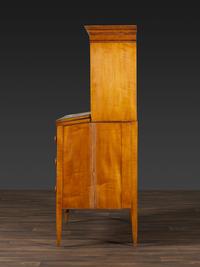 A Federal Inlaid Bird's Eye Maple and Mahogany Tambour Writing Desk